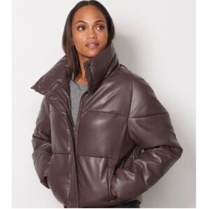 NWT Apparis Jemma Vegan Leather Puffer Size Small in Cocoa